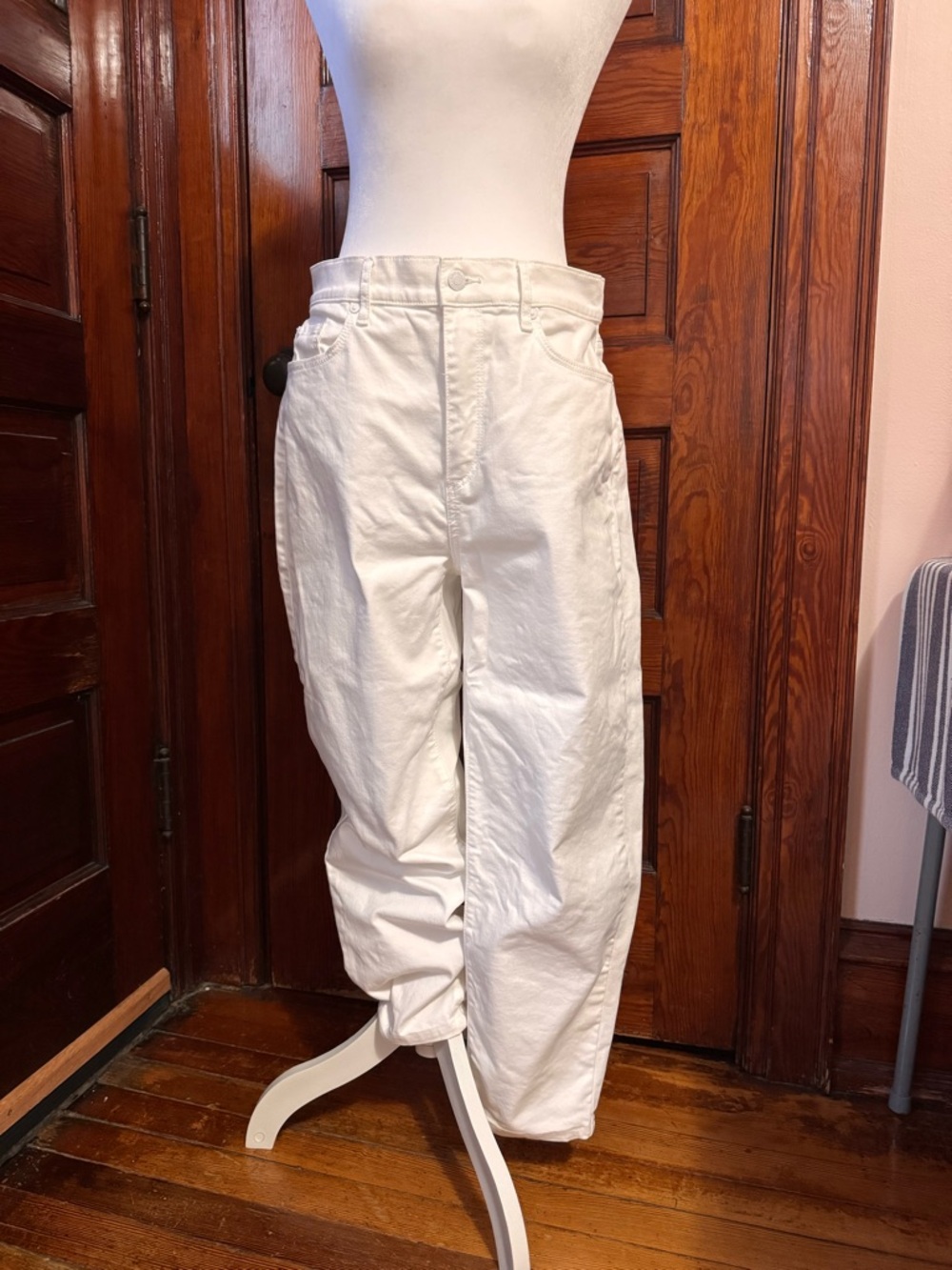 Barrel-Leg High-Rise White Jeans
